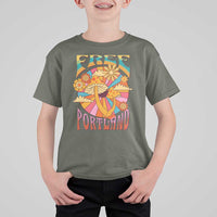 Retro Free Portland Patriotic T Shirt For Kid Oregon Freedom Trippy 70s Mushroom Graphic - Wonder Print Shop