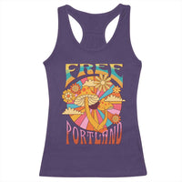 Retro Free Portland Patriotic Racerback Tank Top Oregon Freedom Trippy 70s Mushroom Graphic - Wonder Print Shop