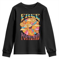 Retro Free Portland Patriotic Youth Sweatshirt Oregon Freedom Trippy 70s Mushroom Graphic - Wonder Print Shop