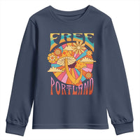 Retro Free Portland Patriotic Youth Sweatshirt Oregon Freedom Trippy 70s Mushroom Graphic - Wonder Print Shop
