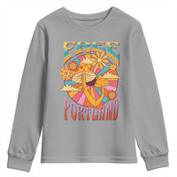 Retro Free Portland Patriotic Youth Sweatshirt Oregon Freedom Trippy 70s Mushroom Graphic - Wonder Print Shop