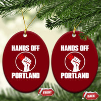 Hands Off Portland Ceramic Ornament Rose Fist Oregon Freedom Fighter - Wonder Print Shop