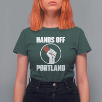 Hands Off Portland T Shirt For Women Rose Fist Oregon Freedom Fighter - Wonder Print Shop