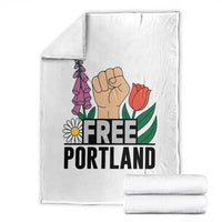 Free Portland Raised Fist Throw Blanket Patriotic Oregon Freedom Floral Justice - Wonder Print Shop