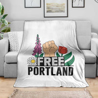 Free Portland Raised Fist Throw Blanket Patriotic Oregon Freedom Floral Justice - Wonder Print Shop