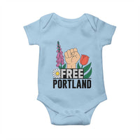 Free Portland Raised Fist Baby Onesie Patriotic Oregon Freedom Floral Justice - Wonder Print Shop
