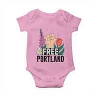 Free Portland Raised Fist Baby Onesie Patriotic Oregon Freedom Floral Justice - Wonder Print Shop