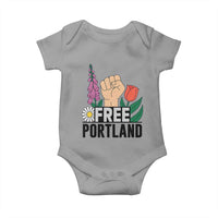 Free Portland Raised Fist Baby Onesie Patriotic Oregon Freedom Floral Justice - Wonder Print Shop