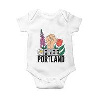 Free Portland Raised Fist Baby Onesie Patriotic Oregon Freedom Floral Justice - Wonder Print Shop