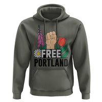 Free Portland Raised Fist Hoodie Patriotic Oregon Freedom Floral Justice - Wonder Print Shop