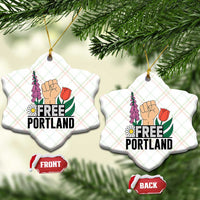 Free Portland Raised Fist Ceramic Ornament Patriotic Oregon Freedom Floral Justice - Wonder Print Shop