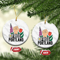 Free Portland Raised Fist Ceramic Ornament Patriotic Oregon Freedom Floral Justice - Wonder Print Shop