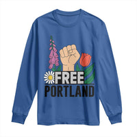 Free Portland Raised Fist Long Sleeve Shirt Patriotic Oregon Freedom Floral Justice - Wonder Print Shop