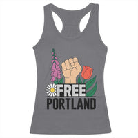 Free Portland Raised Fist Racerback Tank Top Patriotic Oregon Freedom Floral Justice - Wonder Print Shop