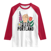 Free Portland Raised Fist Raglan Shirt Patriotic Oregon Freedom Floral Justice - Wonder Print Shop