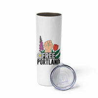 Free Portland Raised Fist Skinny Tumbler Patriotic Oregon Freedom Floral Justice - Wonder Print Shop