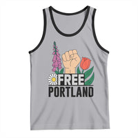 Free Portland Raised Fist Tank Top Patriotic Oregon Freedom Floral Justice - Wonder Print Shop