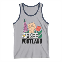 Free Portland Raised Fist Tank Top Patriotic Oregon Freedom Floral Justice - Wonder Print Shop