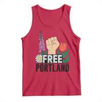 Free Portland Raised Fist Tank Top Patriotic Oregon Freedom Floral Justice - Wonder Print Shop