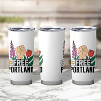 Free Portland Raised Fist Tumbler Cup Patriotic Oregon Freedom Floral Justice - Wonder Print Shop