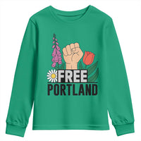 Free Portland Raised Fist Youth Sweatshirt Patriotic Oregon Freedom Floral Justice - Wonder Print Shop