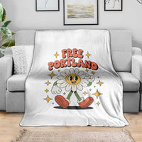 Retro Daisy Free Portland Throw Blanket Oregon Freedom Fighter Flower Groovy Graphic - Wonder Print Shop