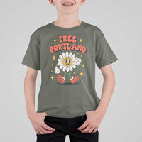 Retro Daisy Free Portland T Shirt For Kid Oregon Freedom Fighter Flower Groovy Graphic - Wonder Print Shop