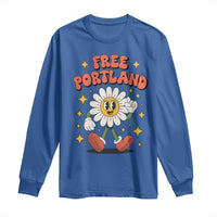 Retro Daisy Free Portland Long Sleeve Shirt Oregon Freedom Fighter Flower Groovy Graphic - Wonder Print Shop