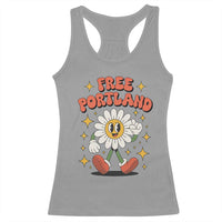 Retro Daisy Free Portland Racerback Tank Top Oregon Freedom Fighter Flower Groovy Graphic - Wonder Print Shop
