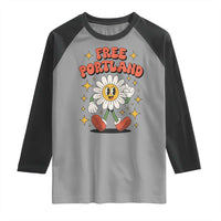 Retro Daisy Free Portland Raglan Shirt Oregon Freedom Fighter Flower Groovy Graphic - Wonder Print Shop