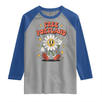 Retro Daisy Free Portland Raglan Shirt Oregon Freedom Fighter Flower Groovy Graphic - Wonder Print Shop
