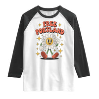 Retro Daisy Free Portland Raglan Shirt Oregon Freedom Fighter Flower Groovy Graphic - Wonder Print Shop