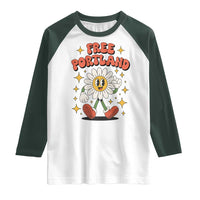 Retro Daisy Free Portland Raglan Shirt Oregon Freedom Fighter Flower Groovy Graphic - Wonder Print Shop