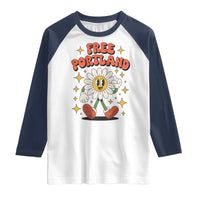 Retro Daisy Free Portland Raglan Shirt Oregon Freedom Fighter Flower Groovy Graphic - Wonder Print Shop