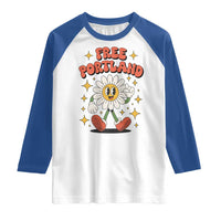 Retro Daisy Free Portland Raglan Shirt Oregon Freedom Fighter Flower Groovy Graphic - Wonder Print Shop