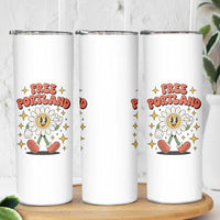Retro Daisy Free Portland Skinny Tumbler Oregon Freedom Fighter Flower Groovy Graphic - Wonder Print Shop