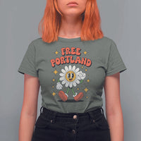 Retro Daisy Free Portland T Shirt For Women Oregon Freedom Fighter Flower Groovy Graphic - Wonder Print Shop