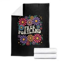 Retro Groovy Free Portland Throw Blanket Oregon Freedom Fighter Peaceful Hippie 70s Style - Wonder Print Shop