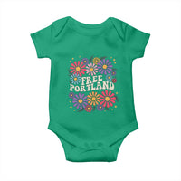 Retro Groovy Free Portland Baby Onesie Oregon Freedom Fighter Peaceful Hippie 70s Style - Wonder Print Shop