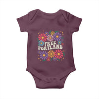 Retro Groovy Free Portland Baby Onesie Oregon Freedom Fighter Peaceful Hippie 70s Style - Wonder Print Shop