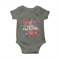 Retro Groovy Free Portland Baby Onesie Oregon Freedom Fighter Peaceful Hippie 70s Style - Wonder Print Shop