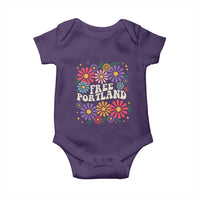 Retro Groovy Free Portland Baby Onesie Oregon Freedom Fighter Peaceful Hippie 70s Style - Wonder Print Shop