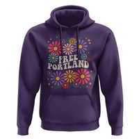 Retro Groovy Free Portland Hoodie Oregon Freedom Fighter Peaceful Hippie 70s Style - Wonder Print Shop
