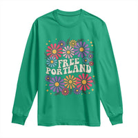Retro Groovy Free Portland Long Sleeve Shirt Oregon Freedom Fighter Peaceful Hippie 70s Style - Wonder Print Shop