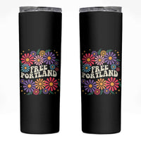 Retro Groovy Free Portland Skinny Tumbler Oregon Freedom Fighter Peaceful Hippie 70s Style - Wonder Print Shop