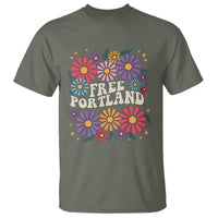 Retro Groovy Free Portland T Shirt Oregon Freedom Fighter Peaceful Hippie 70s Style - Wonder Print Shop