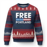 Free Portland Patriotic Ugly Christmas Sweater Bold Political Statement American Flag - Wonder Print Shop