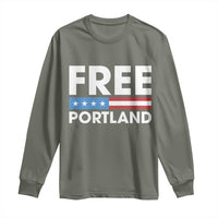 Free Portland Patriotic Long Sleeve Shirt Bold Political Statement American Flag - Wonder Print Shop