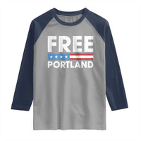 Free Portland Patriotic Raglan Shirt Bold Political Statement American Flag - Wonder Print Shop