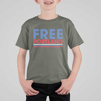 Free Portland Bold Patriotic T Shirt For Kid Red White and Blue Protest Statement - Wonder Print Shop